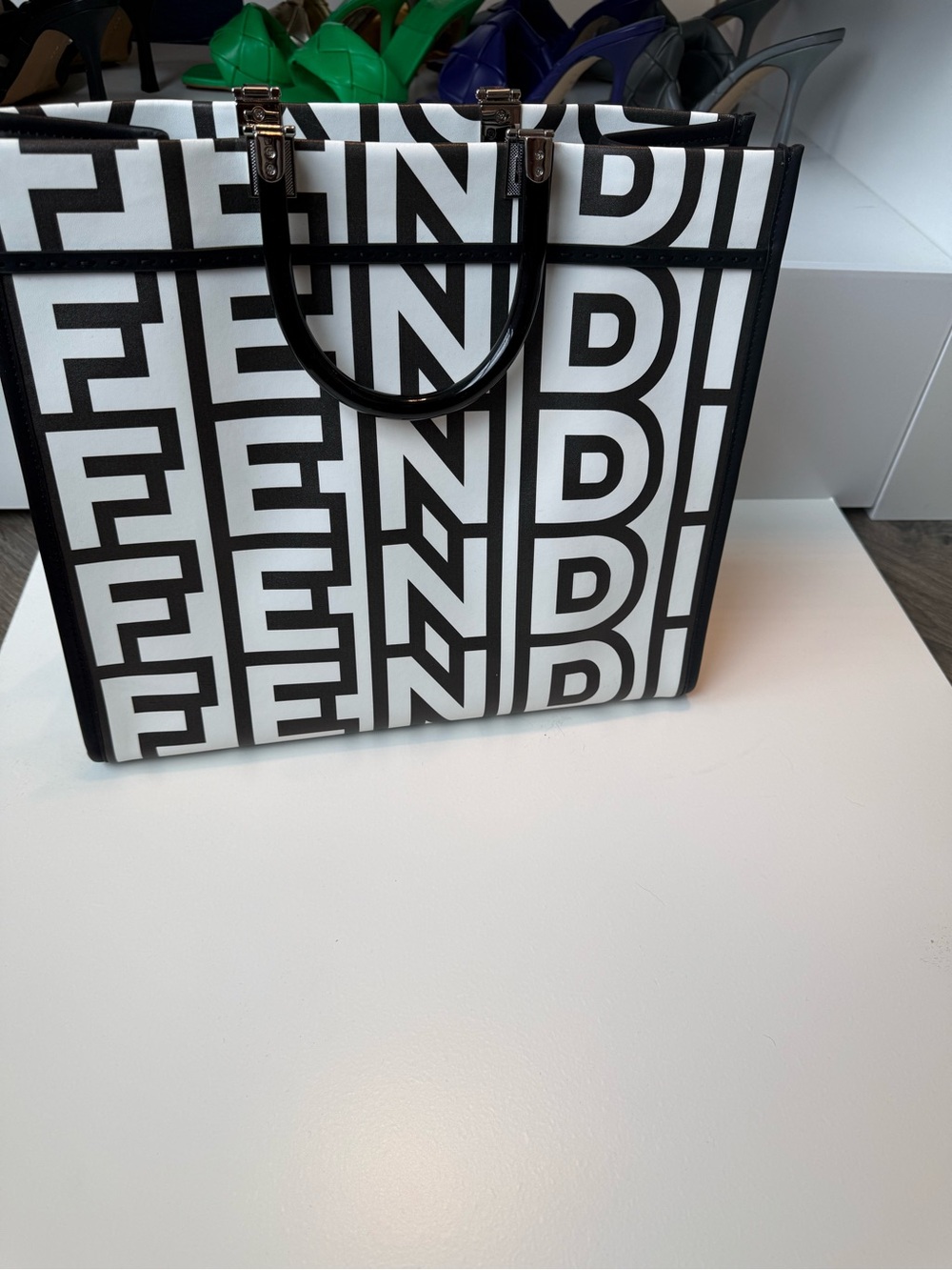 Fendi x Marc Jacobs Black and White Logo Tote Bag